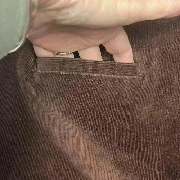 Ellemenno Womens Corduroy Pants 11 Brown Zip/Button Fly Straight Leg Flare EUC - Picture 6 of 12